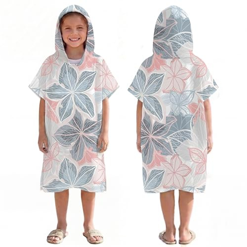 LOMTRATS Schnelltrocknender Surfponcho, Wickeltuch, Bademantel, Sporthandtücher für Schwimmer, Hoodie für Kinder, Schwimmen, Strand, Surfen, Tauchen, Baden(Kid-M)
