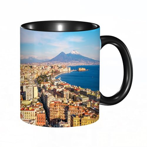 reyawdf Original Tasse mit lustigem Design,mit dem Vulkan Vesuv,330ml, für Kaffee- und Teeliebhaber, als Geschenk für Weihnachten, Geburtstag und mehr