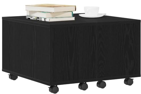vidaXL Couchtisch Schwarz Eichen-Optik 60 x 60 x 38 cm Holzwerkstoff | Erweiterbare Fläche für mehr Platz, Mit Rollen für einfaches Verschieben, Versteckte Schublade für deine Sachen