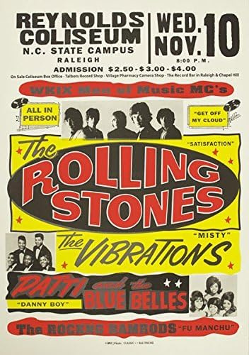 Vintage Rolling Stones Rock & Roll Concert Gig Band Advertisement Poster Print (A4 210 x 297mm)