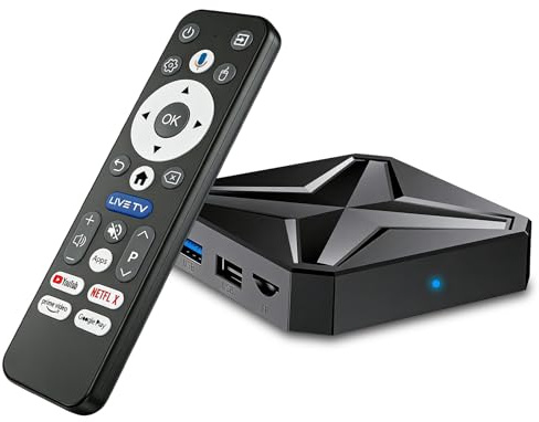 Android TV Box 2026, LEFFOT 4K Ultra HD Streaming TV-Box Android 14.0, 2GB RAM + 16GB ROM, con Control de Voz, 2.4G y 5G WiFi 6, 100M Ethernet, BT 5.4, USB 3.0, RK3518 Quad-Core A53
