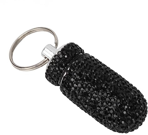 Pongnas Custodia per Capsule in Lega di Alluminio Design Elegante con con Portachiavi per Vitamine Viaggio Scatola per Capsule Portatile Contenitore Compatto Leggero H