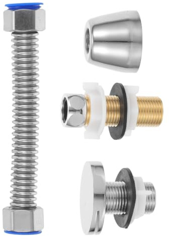 TOVINANNA Urinal Flush Head Kit with Antisplash Head and Efficient Flushing Performance, Copper and Stainless Steel Water Nozzle Replacement Pipe for Public Bathroom Maintenance