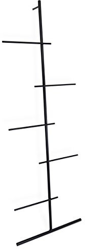 KOMMOD - LÄSSIGE FURNITURE Kleiderleiter SWENDRA, Metall pulverbeschichtet schwarz, 180 x 60 x 25 cm, Handtuchhalter, Garderobe, Anlehnleiter, Kleiderleiter, Designleiter, Kleiderständer