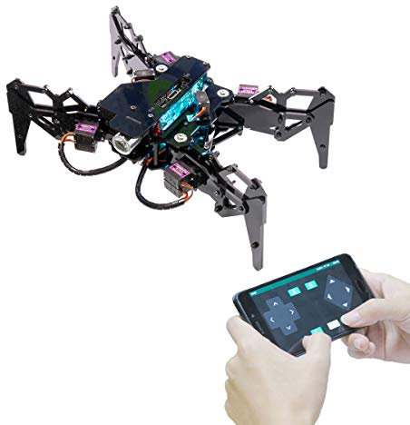 Adeept Spider Robot Quadruped Robot Kit für Raspberry Pi 4/3 Modell B+/B STEM-Kriechroboter OpenCV Tracking Selbststabilisierung mit MPU6050 Gyro Sensor Darkpaw Bionic Raspberry Pi Robot & PDF