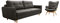 Robin Sydney Möbel-Set Sofa und Sessel Schlaffunktion Bettkasten Kissen Schlafsofa Freistehende Eckcouch Schlafcouch Wohnzimmermöbel-Set Wohnlandschaft Holzfüße Dunkelgrau