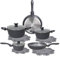Tognana Cooking Circle Ardesia, Batteria di pentole e padelle antiaderenti con proteggi pentola, Set con 2 padelle, 3 casseruole, 3 coperchi trasparenti, 8 Pezzi, Alluminio, Grigio