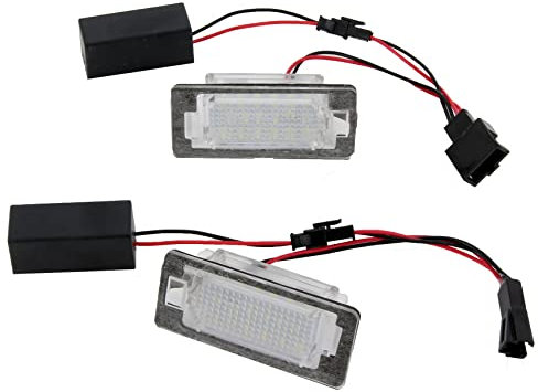 Recambo LED Kennzeichenbeleuchtung mit E-Zulassung | Plug & Play | CanBus - Fehlerfrei | SMD Nummernschildbeleuchtung kompatibel für Skoda Fabia II+III | Schrägheck+Kombi | warm weiß
