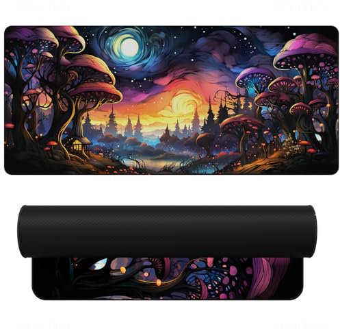 NiHome XL Gaming Mouse/Keyboard Pad - 35.4'' x 15.7'', Artistic Full Desk Mouse Pad/Mat for Laptop, Desk Protector Mat with Anti-Slip Rubber Base for Home Office (Dark Forest)