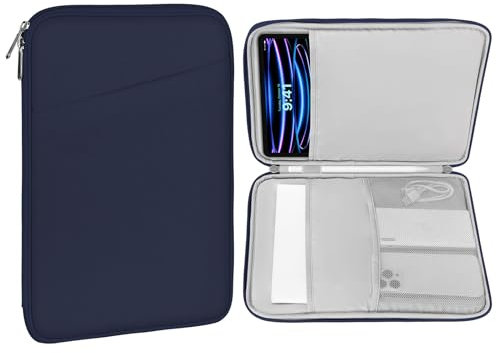 MoKo 12,9 Zoll Tablet Sleeve Tasche, kompatibel mit 13 Zoll iPad Pro M4 & Air M2 2024, iPad Pro 12,9 Zoll M2&M1, Galaxy Tab S8+/S9+ 12,5 Zoll, wasserdichte Tasche Tragetasche mit Tasche, Dunkelblau