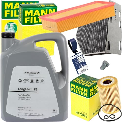 Inspektionspaket + 5L LL3 Motoröl passend für A3 Golf 5 Passat