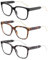 JM 3 Pack Klassische Quadratische Lesebrille für Damen Herren, Mode übergroße Blaulichtfilter Brille mit Sehstärke +2.75