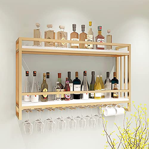 SmPinnaA Casier À Vin Mural | Fer + Bois Massif | Style Campagnard Rétro | Cuisine, Restaurant, Bar, Cave À Vin, Débarras, Rack De Stockage | Longueur 60/80/100 Cm