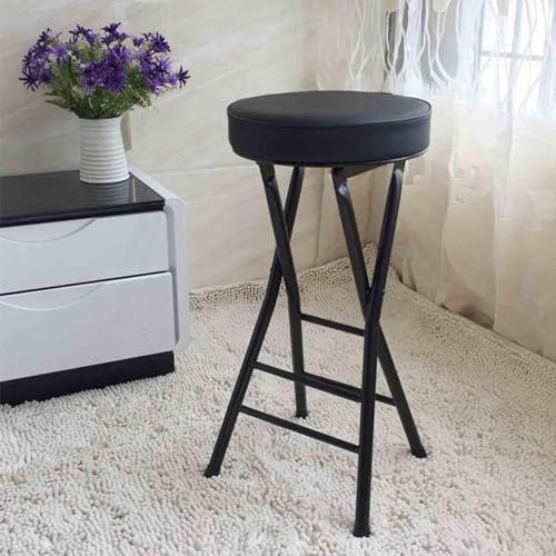 Klappbarer Barhocker, weiß/schwarz, klappbarer Hochstuhl mit 125 kg Tragkraft, gepolsterter Klappstuhlboden mit Sicherheitsverschluss, for Innen- und Außenbereiche, Arbeitsplatten, Esszimmer, Bistro,