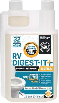 Unique RV Digest-It Ultra Traitement de toilettes pour véhicule récréatif, 32 utilisations, super concentré – Élimine les odeurs et liquifie les déchets, traitement préventif bio-enzymatique facile à