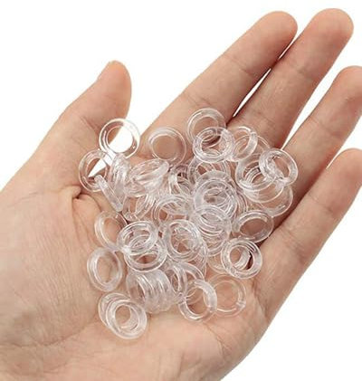 KGDUYC 100 pezzi Lens Anelli per tenda- anelli per tende romane trasparenti, anelli per tende in plastica,Occhielli per Tende per Tende da Doccia (esterno 13 mm, diametro interno 8 mm