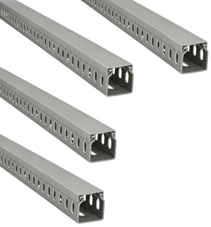 Jandei - Pack x4 Canaleta Ranurada para Cables, Organizador de Escritorio Cubierta de PVC. Color Gris. Longitud 1 Metro (30x30mm)