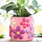 AmiCera Bunte Blumen Blumentopf, Niedliche Einzigartige Übertöpfe für Zimmerpflanzen, Vintage Retro Eklektische Pflanztöpfe mit Drainage, Boho Modern Übertopf Home Décor Funky Garden Geschenk, Rosa