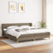 Homgoday Boxspringbett mit Matratze Taupe 200x200 cm Stoff Bettgestell Bettrahmen Doppelbett Einzelbett Bett mit Lattenrost Modern Gästebett Schlafzimmerbett Hotelbett