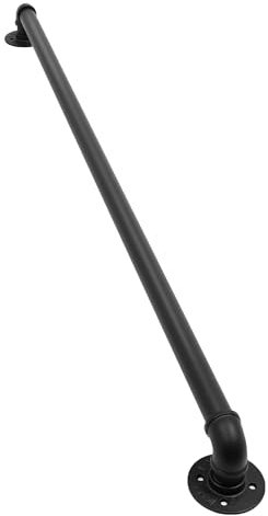 SABUIDDS 366CM Stahlrohre und Gusseisen Handlauf Geländer Treppengeländer Schwarzer Wandhandlauf Wand Treppe mit halbrunden Abschlüssen und Haltern für Innen und Außen, Rund Ø85mm