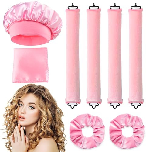 Set di 8 cappe in seta per dormire, con arricciature senza calore, comode e confortevoli, in raso, per la notte, per bigodini durante la notte