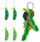 Lot de 4 Porte-clés Squeeze Bean, Pendentifs de Soja, Haricot Porte-clés Anti Stress Fidget Toy