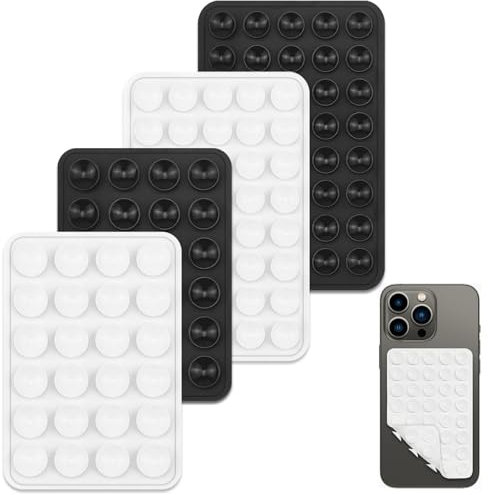 SUNNIFLY 4 Pz Ventose per Cellulare, Ventose in Silicone Antiscivolo Bifacciali, Possono Essere Montate Su Qualsiasi Superficie Liscia, Adatte per Bagno, Cucina, Palestra