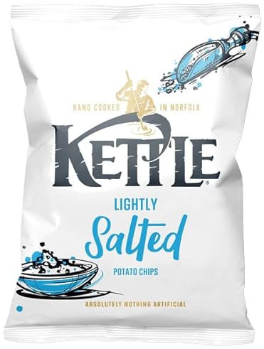 Kettle Crisps Hand Cooked Crunchy Potato Chips 40g (18 Bags x 40g, Lightly Salted)