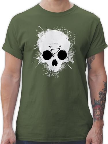 T-Shirt Herren - Bekleidung Radsport - Ride or die - Totenkopf Fahrrad - L - Army Grün - Tshirt Radsport-Bekleidung Radfahren Shirt mit fahrradmotiv als fahrradoutfit Bike Shirts fahrradt-Shirt