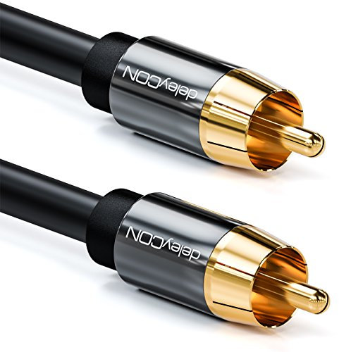 deleyCON 5m Subwoofer Kabel - Cinch RCA Digitales Koaxialkabel - Vergoldete Stecker - Audio Kabel für Subwoofer AV Receiver Verstärker Heimkino