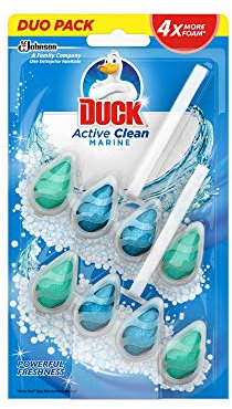 Duck Active Clean Toilet Rimblock, Foaming Toilet Bowl Cleaner, Marine (Pack of 8)