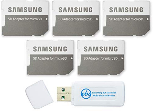 Samsung Micro to SD Memory Card Adapter (Bulk 5-Pack) Bundle with (1) Everything But Stromboli Micro & SD Card Reader