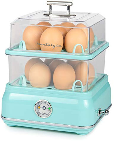 Nostalgia CLEC14AQ Retro Premium 14 Capacity Electric Large Hard-Boiled Egg Cooker, Poached, Scrambled, Omelets, Whites, Sandwiches, for Keto & Low-Carb Diets, Aqua