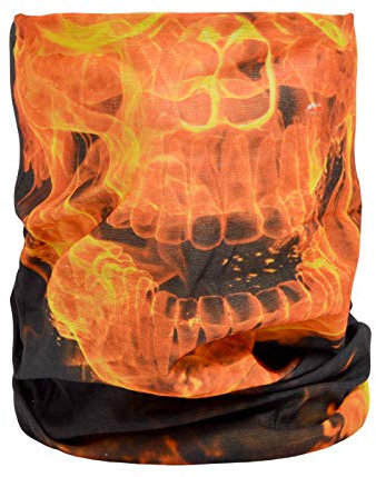 Alsino - Multifunktionstuch Schlauchschal Halstuch Bandana Kopfbedeckung Haarband Tuch Top Motive fester Sitz - atmungsaktiv extra lang bedeckt Mund, Nase und Hals (MF-463 Feuer Skelett)