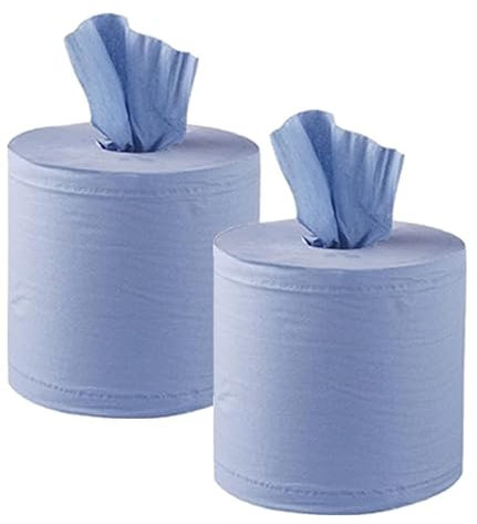 Big 150m Blue Roll Centrefeed Flat Sheet 2-Ply Wipe Towel Tissue (Two 150m Rolls)
