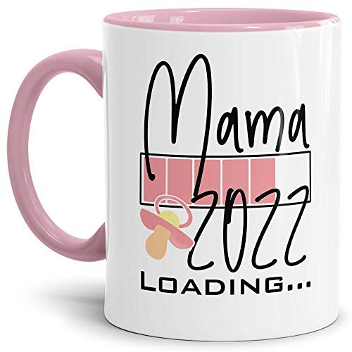 Tasse - Loading Du wirst Mama 2022 - Geschenk/Endlich Schwanger/Schwangerschaft/Babynews - Rosa