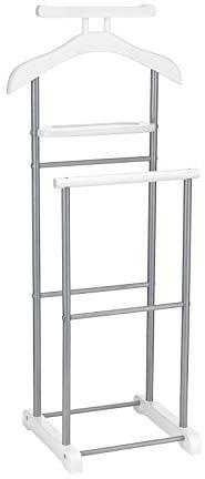 CARO-Möbel Herrendiener Assam in weiß mit Ablage, Stummer Diener, praktische Kleiderablage, moderner Kleiderständer mit Metallgestell