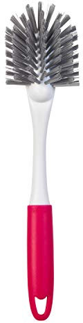 Kleeneze KL082473UFEU7 Antibac Dish Scrubbing Brush – Washing Up Brush with Scraper, Cleaning Brush for Pots, Pans, Dishes and Bottles, Treated with Silver Phosphate, Remove Food Debris & Stains