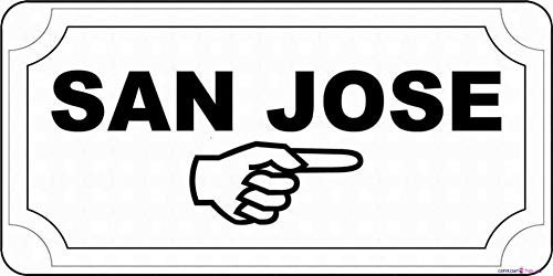 Plaque de signalisation de rue San Jose en métal noir - Décoration murale - Panneau d'avertissement de sécurité pour intérieur et extérieur - 20,3 x 30,5 cm