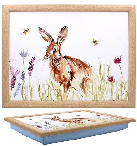 Tamersgifts Cushioned Laptrays Lap Tray TV Dinner Bean Bag Padded Cushion Gift (Countryside Hare Laptray)