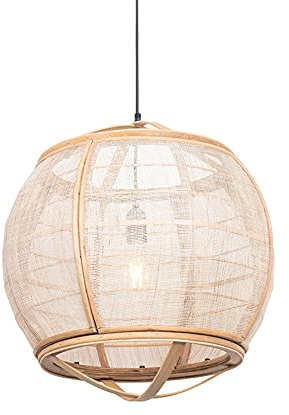 Qazqa - Orientalisch Orientalische Hängelampe I Pendellampe I Pendelleuchte braun 50 cm - Pascal I Wohnzimmer I Schlafzimmer - Textil Länglich - LED geeignet E27