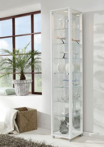 möbelando Vitrine Glasvitrine Standvitrine Vitrinenschrank Berlin IV Weiß