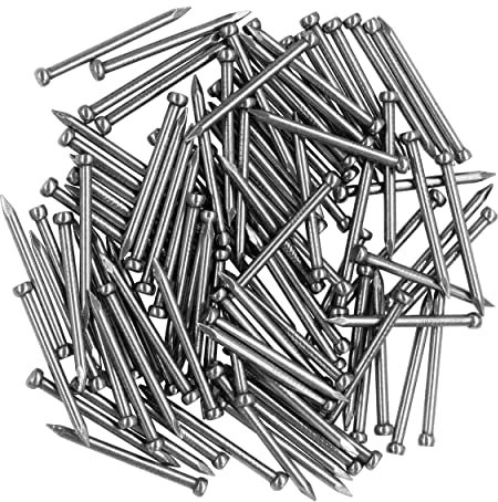 OMOTOOL Hardware - Set di chiodi in acciaio al carbonio (100 pezzi), chiodi zincati per appendere immagini e lavorazione del legno, chiodi in acciaio per battiscopa e lavorazione del legno (30 mm)
