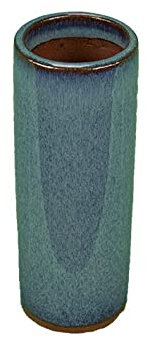 Maceta de bonsái redonda de gres (estilo cascada) vidriada azul-verde oscuro 3,5x3,5x12 cm - XC008
