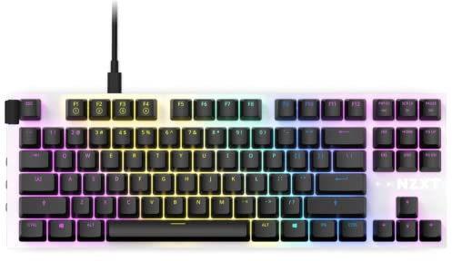 NZXT Function 2022 TKL Mechanical PC Gaming Keyboard - Illuminated - Linear RGB Switches - MX Compatible Switches - Hot Swap - Durable Aluminum Top Plate - Gaming Keyboard UK | EN (QWERTY) White