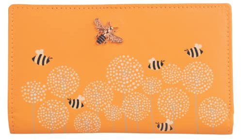 Mala Leather Moonflower Kompakte Geldbörse - Bumble Bee RFID Schutz, gelb, Einheitsgröße, Zeitgenössisch