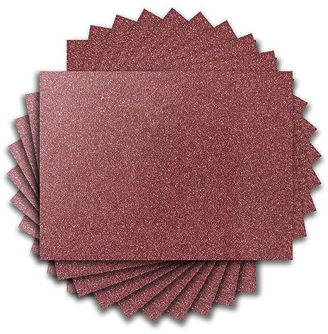 IRON-ON HTV Rose Gold Glitter Heat Transfer Vinyl Bundle 10 Sheets 12×12“ Iron on Vinyl for Shirts Desing