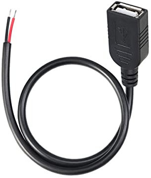 YSJJZRL USB 2.0 Stecker/Buchse auf blankes Kabel, offenes Ende, 5 V, 2 Kerne, Power Pigtail, Reparaturzinn am Schwanz, Kabel, DIY (0,5 Mio,USB-Buchse)