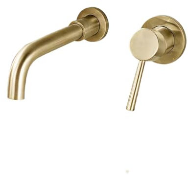 Material De Cobre Enterrado En La Pared Grifo De Lavabo Frío Y Caliente Oculto Empotrado En La Pared Pintura De Dos Orificios Cuerpo Unido Chapado En Oro Cuerpo Dividido En Oro