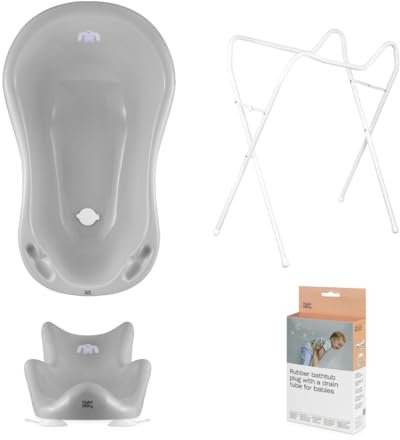 Hylat Baby Set : Baignoire pour bébé avec support, siège de bain et vidange - Certificat TÜV Rheinland - solution idéale pour d'agréables expériences de bain - Collection Lite